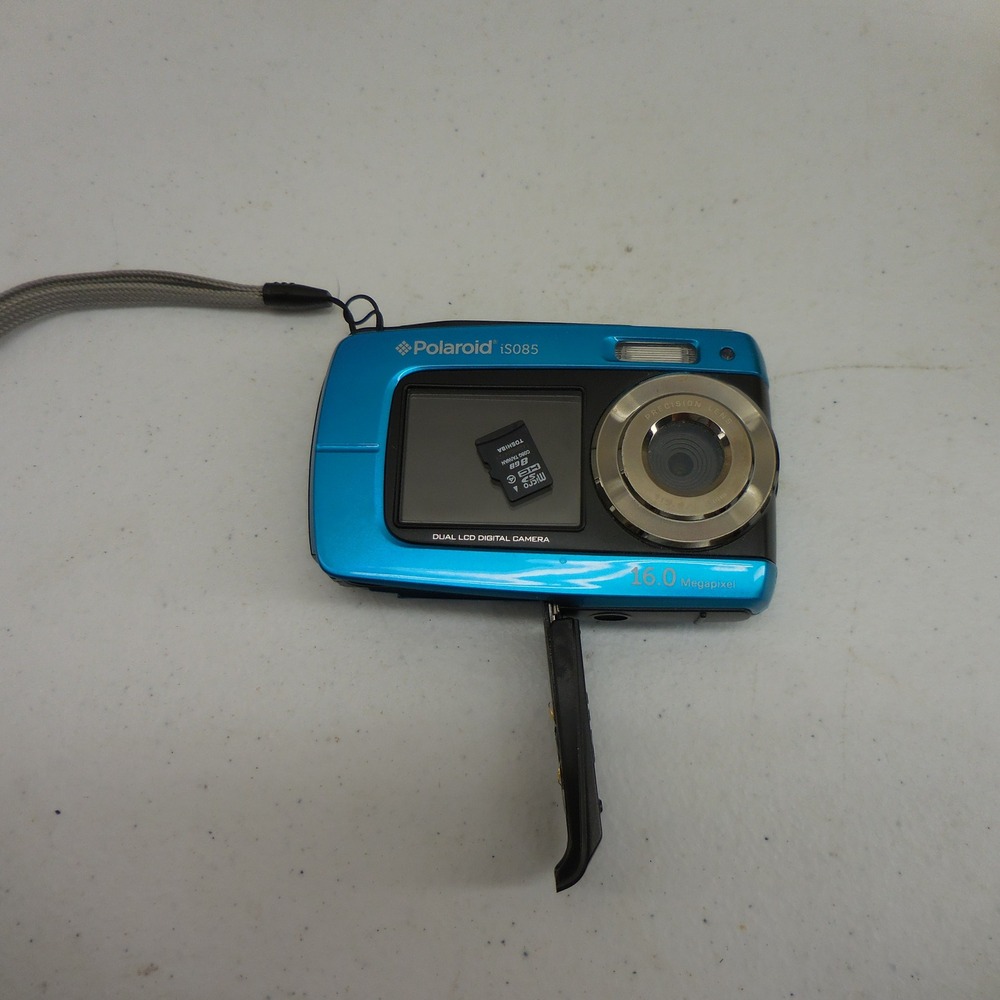 Polaroid iS085 Blue Dual LCD Digital Camera 16.0MP 8GB Micro SD Tested Working